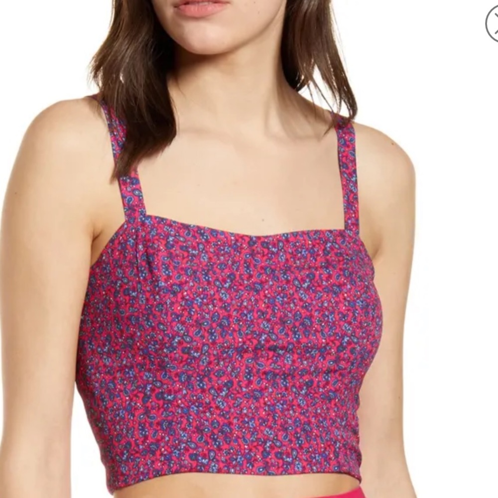 FRENCH CONNECTION Crop Tank Top Pink Ditsy Floral NWT